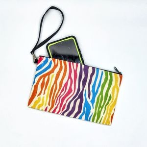 Rainbow Zebra Wristlet Purse, Clutch, or Cosmetic Bag